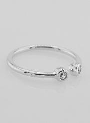 Bague Anneau Ouvert en Argent et Zircons - T58
