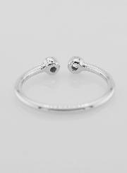 Bague Anneau Ouvert en Argent et Zircons - T58