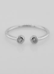 Bague Anneau Ouvert en Argent et Zircons - T60