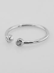Bague Anneau Ouvert en Argent et Zircons - T60