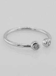 Bague Anneau Ouvert en Argent et Zircons - T60