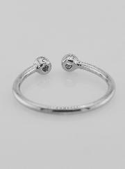 Bague Anneau Ouvert en Argent et Zircons - T60
