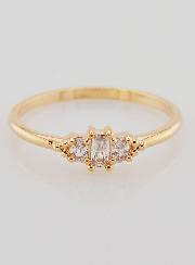 Bague Plaqué Or Trinité en Zircons - T58