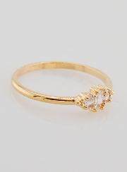 Bague Plaqué Or Trinité en Zircons - T58