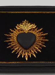 Ex Voto Mural Coeur Noir & Or sur Velours - 16cm