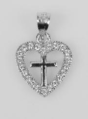 Pendentif Croix Coeur en Argent 925 - 16mm