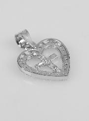 Pendentif Croix Coeur en Argent 925 - 16mm