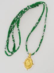 Médaille Miraculeuse Perlée - Cordon Liberty Vert