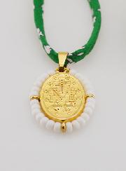 Médaille Miraculeuse Perlée - Cordon Liberty Vert