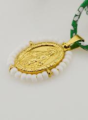 Collier Religieux Cordon Liberty Vert - Miraculeuse Perlée