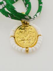 Collier Religieux Cordon Liberty Vert - Miraculeuse Perlée