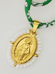 Collier Religieux Cordon Liberty Vert - Miraculeuse Perlée