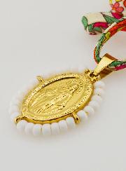 Collier Religieux Cordon Liberty Fleuri - Miraculeuse Perlée