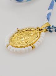 Médaille Miraculeuse Perlée - Cordon Liberty Bleu