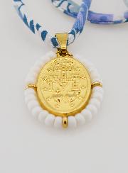 Médaille Miraculeuse Perlée - Cordon Liberty Bleu