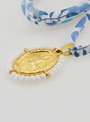 Collier Religieux Cordon Liberty Bleu - Miraculeuse Perlée