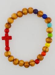 Lot de 3 de Bracelets Religieux en Bois  Avec Croix