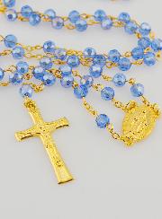 Chapelet Médaille Miraculeuse en Perles Facettées - Bleu