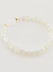 Bracelet Religieux Avec Croix & Perles en Verre Blanc