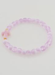 Bracelet Religieux Avec Croix & Perles en Verre Violet