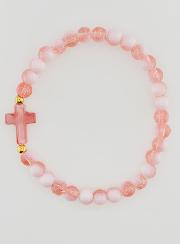 Bracelet Religieux Avec Croix & Perles en Verre Rouge