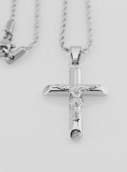 Collier Religieux Croix du Christ en Inox Argenté