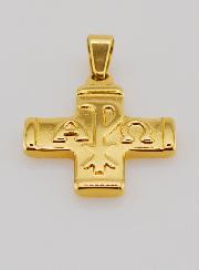 Pendentif Croix Chrisme Or - Pax, Alpha & Omega