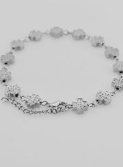 Bracelet Religieux Argenté Avec Croix Carrées