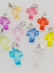 Lot de 10 Breloques Croix Multicolores 16mm