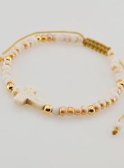 Bracelet Religieux en Perles de Verre & Croix