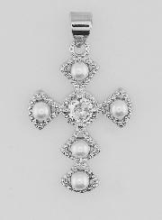 Pendentif Croix en Laiton Argenté 23mm