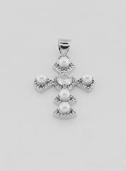 Pendentif Croix en Laiton Argenté 23mm