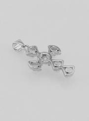 Pendentif Croix en Laiton Argenté 23mm