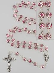 Chapelet en Perles Roses - Miraculeuse et Croix Baroque