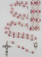 Chapelet Vierge Miraculeuse & Croix Baroque - Rose