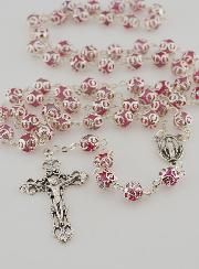 Chapelet Vierge Miraculeuse & Croix Baroque - Rose