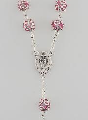 Chapelet Vierge Miraculeuse & Croix Baroque - Rose