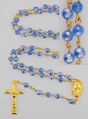 Chapelet en Cristal Bleu &  Médaille Miraculeuse
