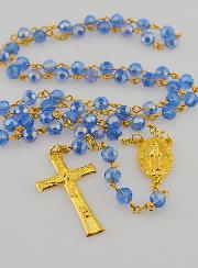 Chapelet en Cristal Bleu &  Médaille Miraculeuse