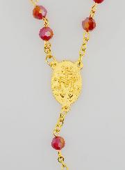 Chapelet en Cristal Rouge &  Médaille Miraculeuse