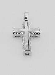 Pendentif Croix en Nacre et Laiton Argenté