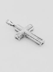 Pendentif Croix en Nacre et Laiton Argenté