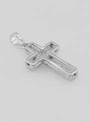 Pendentif Croix en Nacre et Laiton Argenté