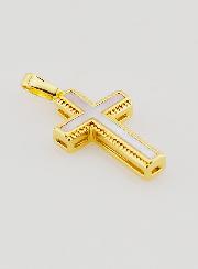 Pendentif Croix en Nacre et Laiton Doré