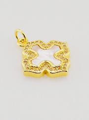 Pendentif Croix Carrée Nacre Laiton & Strass