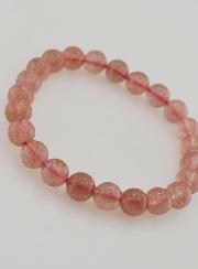 Bracelet en Pierre de Quartz Fraise Hematoïde - 8 mm