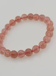 Bracelet en Pierre de Quartz Fraise Hematoïde - 8 mm