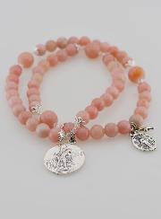 Chapelet Médaille Miraculeuse & St Michel en Opale Rose