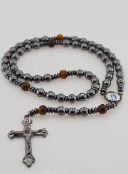 Chapelet Vierge Miraculeuse en Hématite & Oeil Tigre