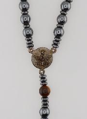 Chapelet Vierge Miraculeuse en Hématite & Oeil Tigre